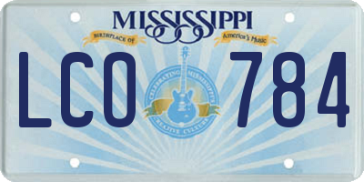MS license plate LCO784