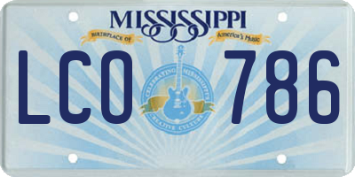 MS license plate LCO786