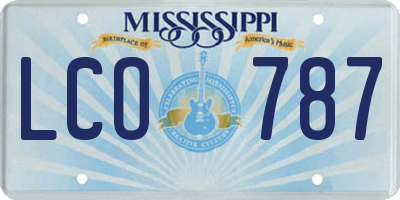 MS license plate LCO787