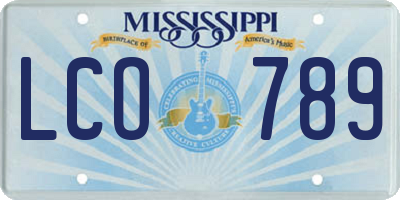 MS license plate LCO789