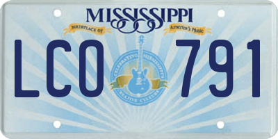 MS license plate LCO791