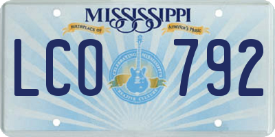 MS license plate LCO792