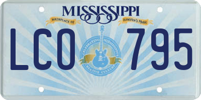 MS license plate LCO795