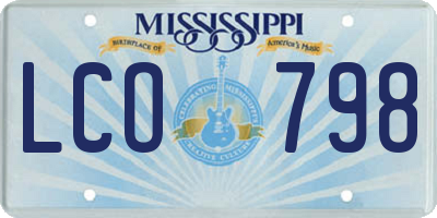 MS license plate LCO798