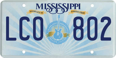 MS license plate LCO802