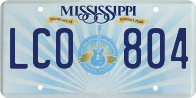 MS license plate LCO804