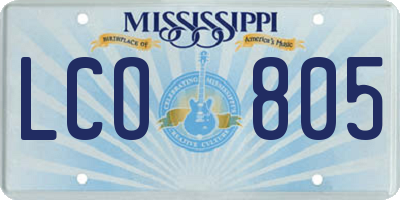 MS license plate LCO805