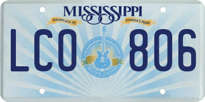 MS license plate LCO806
