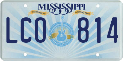 MS license plate LCO814