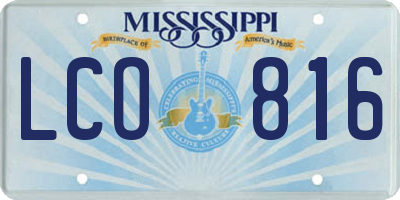MS license plate LCO816