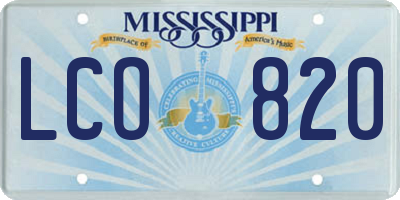 MS license plate LCO820