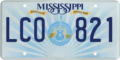MS license plate LCO821