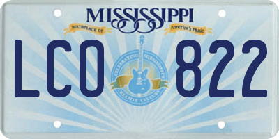 MS license plate LCO822