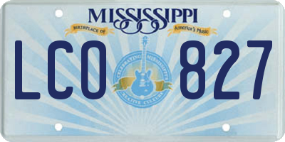 MS license plate LCO827