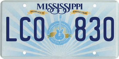 MS license plate LCO830