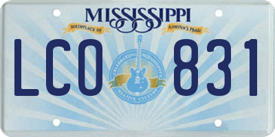 MS license plate LCO831