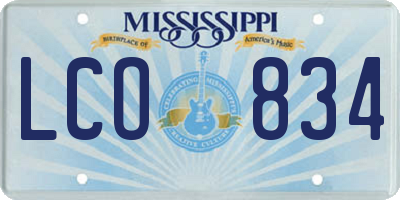 MS license plate LCO834