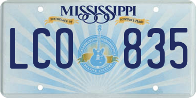 MS license plate LCO835