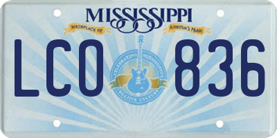 MS license plate LCO836