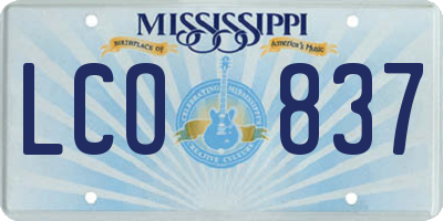 MS license plate LCO837
