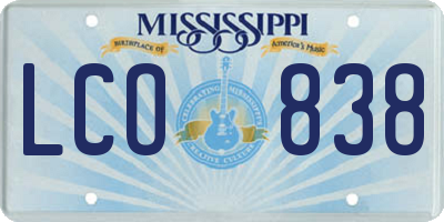 MS license plate LCO838