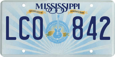 MS license plate LCO842