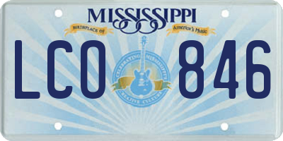 MS license plate LCO846