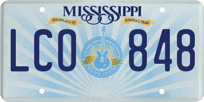 MS license plate LCO848