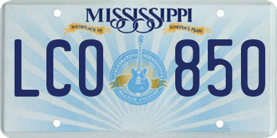 MS license plate LCO850