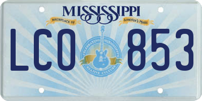 MS license plate LCO853