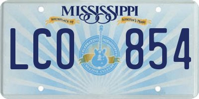 MS license plate LCO854
