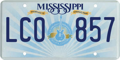 MS license plate LCO857