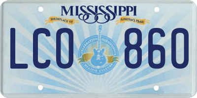 MS license plate LCO860