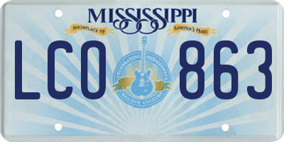 MS license plate LCO863