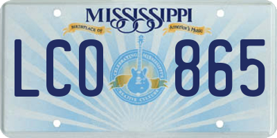 MS license plate LCO865