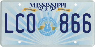 MS license plate LCO866