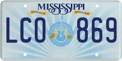 MS license plate LCO869