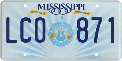 MS license plate LCO871
