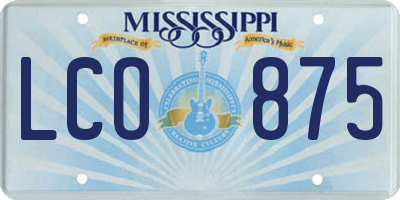 MS license plate LCO875