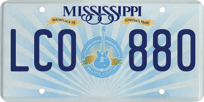 MS license plate LCO880