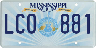 MS license plate LCO881