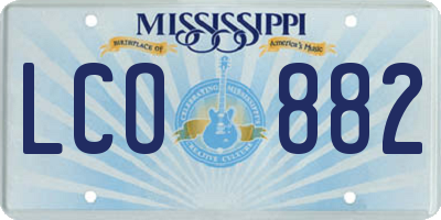 MS license plate LCO882