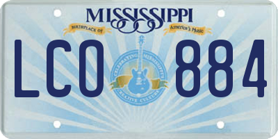MS license plate LCO884