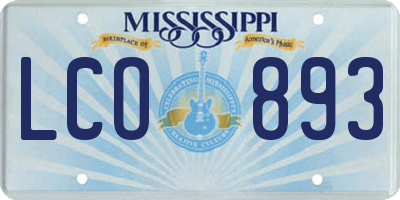 MS license plate LCO893