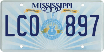 MS license plate LCO897