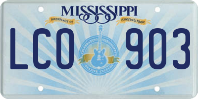 MS license plate LCO903