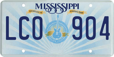 MS license plate LCO904
