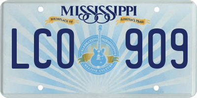 MS license plate LCO909