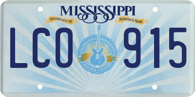 MS license plate LCO915