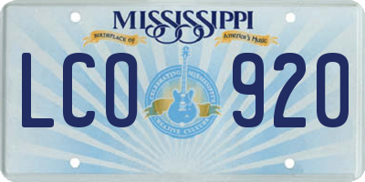 MS license plate LCO920